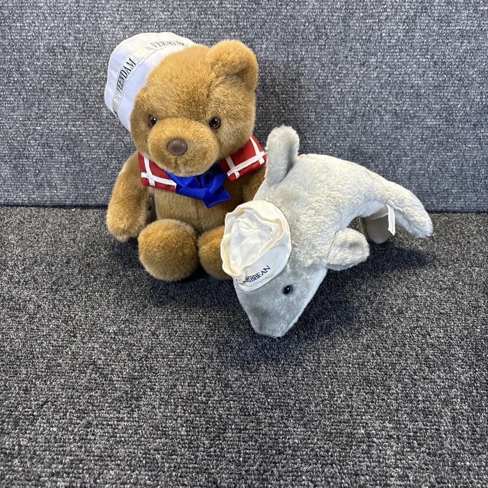 Lot of 2 Stuffed Royal Carribean Stuffed Animals~Dolphin and Bear